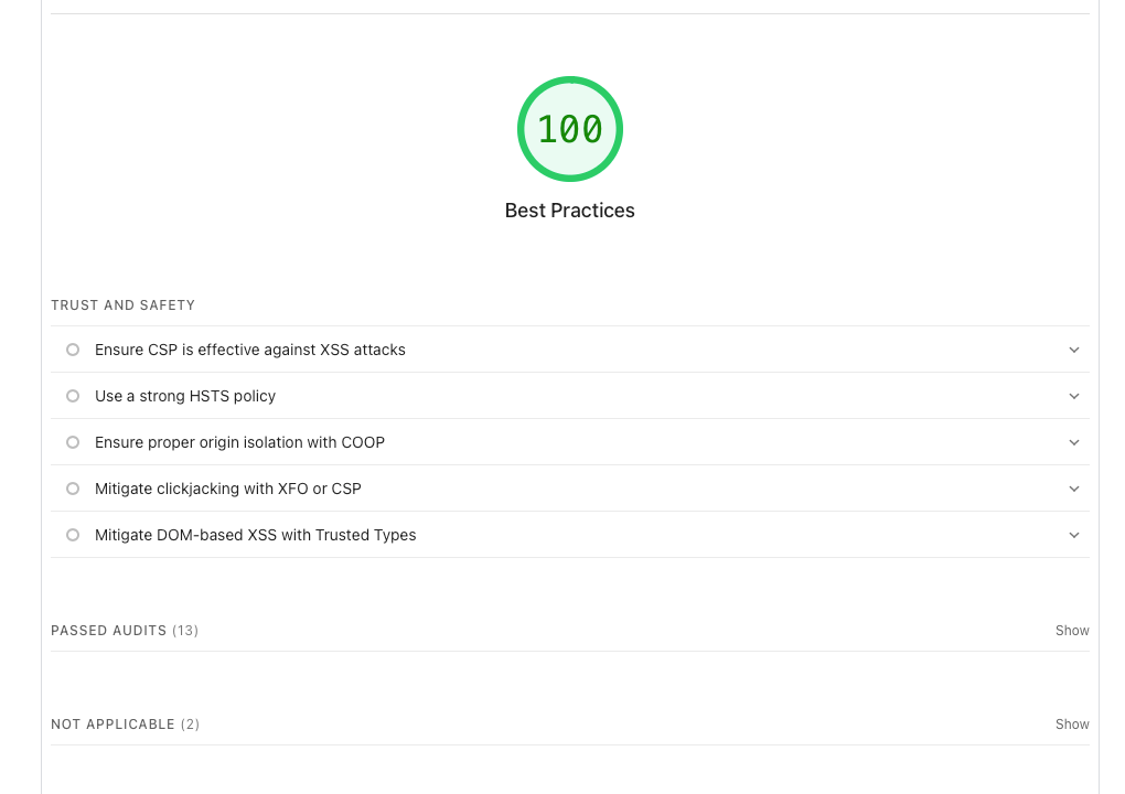 An example screenshot from Page Speed Insights
