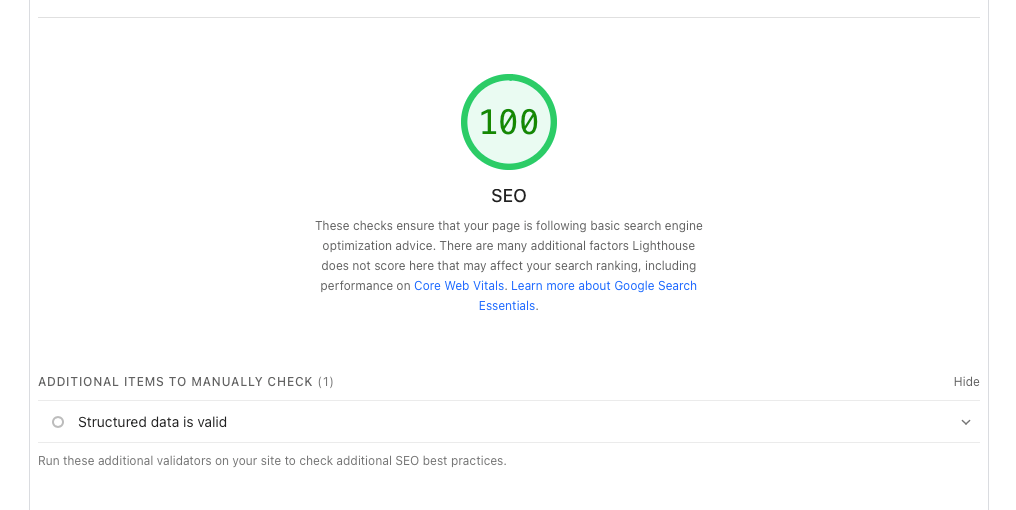 An example screenshot from Page Speed Insights