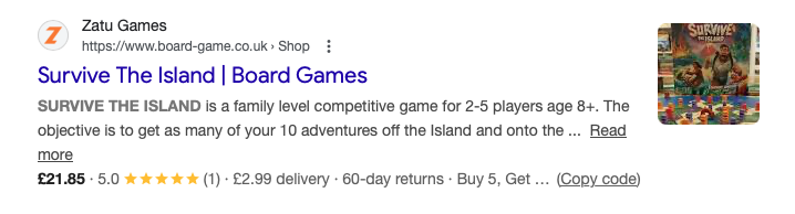 An example screenshot of Rich Results in action