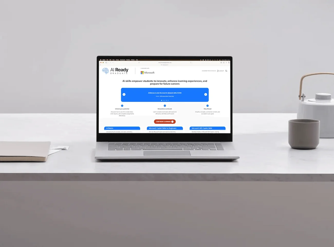 An image of the Online learning platform work for AI Ready Graduate