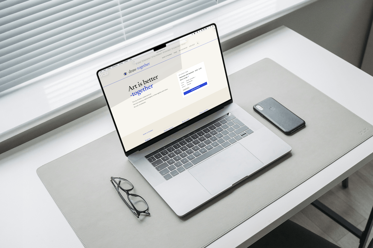 An image of the Website and booking system work for Draw Together